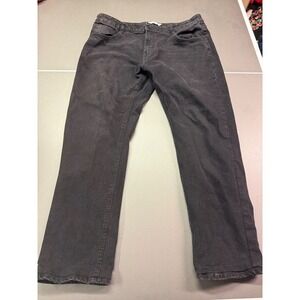 DeFacto Regular Fit Jeans Mens 38x34 Washed Black Denim Straight Leg Pants